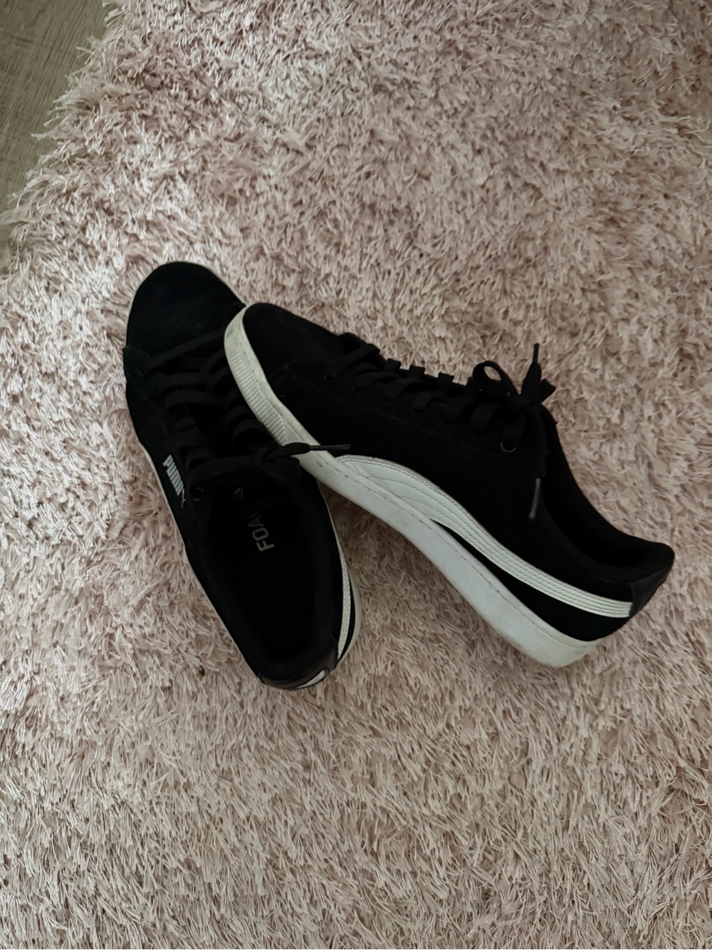 Puma Black Suede Athletic Sneakers with White Formstrip